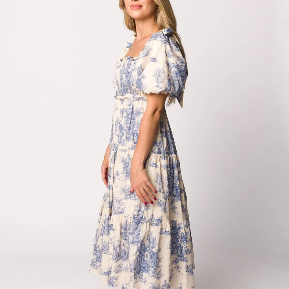 Worth Collective Elena Smocked Midi Dress Size L - Picture 4 of 7